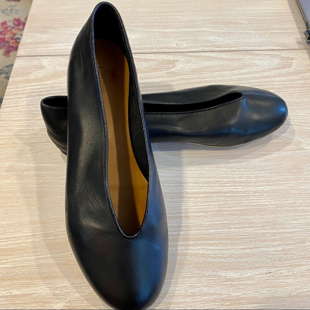 Chloe, black leather ballet flats size 40 1/2